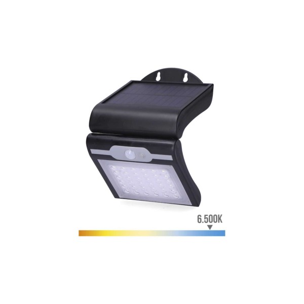 Candeeiro de Parede Solar 2W 220Lm C/ Sensor Preto